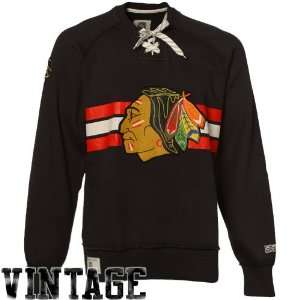  Chicago Blackhawks Vintage Reebok CCM Skate Lace Crew 