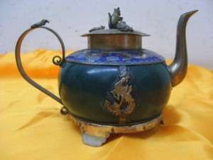 China antique imitation green jade teapot with dragon  