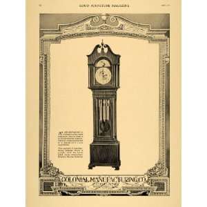   Ad Colonial Manufacturing Co. Floor Clocks Antique   Original Print Ad