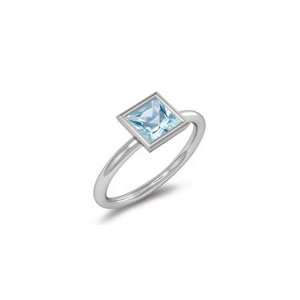  0.65 Cts Aquamarine Ring in 14K White Gold 6.0 Jewelry