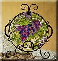 GRAPE ARBOR * VINEYARD WINE WINERY STAINED GLASS TRAY  