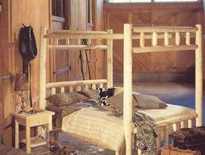Rustic Cedar Wood Log Cabin Lodge King Canopy Bed New  