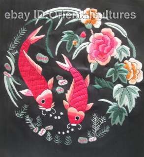 Chinese 100% Handmade Embroideryfishes flower circle  
