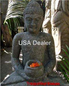 3ft LARGE BUDDHA STATUE ALMS INCENSE OFFERING BOWL CARVED STONE 