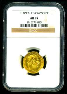 1882 AUSTRIA HUNGARY GOLD COIN 20 FRANCS 8 FT NGC CERTIFIED GENUINE 