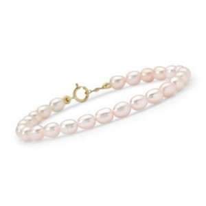  Childs Pink Cultured Pearl Baby Bracelet In Gold. 5.5 Jewelry