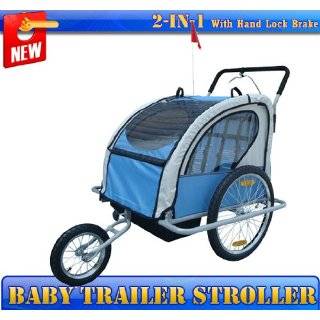 Frugah NEW 2in1 Double Baby Bike Bicycle Trailer Stroller Blue with 