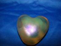 Puffy Heart Orange iridized Heart Paperweight Gorgeous  