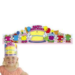  are purchasing 4 paper crowns printed with balloons, confetti, Cake 