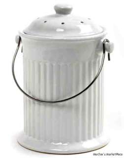 NORPRO 4 Qt White Ceramic Compost Crock w/Filter  