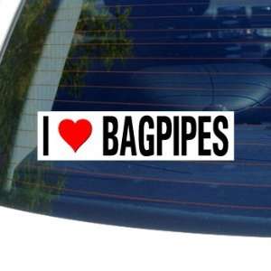  I Love Heart BAGPIPES   Window Bumper Sticker Automotive
