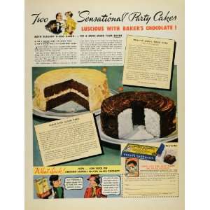  1937 Ad Bakers Cocoa Chocolate Cake Recipes Maid Logo 