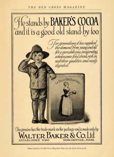 1918 Ad Bakers Cocoa WWI Soldier Boy La Belle Chocolate   ORIGINAL 