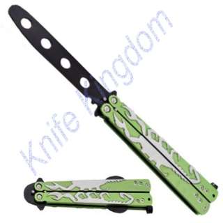   Practice Butterfly Knife Green Scorpion Handle Balisong Knives  