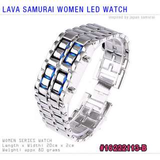 Lava Iron Metal Samurai LED Digital Wrist Watch Band   Black White #V 