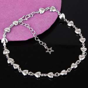 SILVERY HEARTS BEAD CHAIN CHARM anklet/ ankle bracelet  