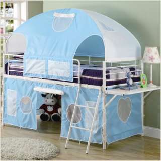 Wildon Home Muldoon Twin Loft Bed with Tent in Blue 460201  