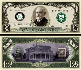 You get 2  Benjamin Harrison  Dollar Bill for only $ 1.00 plus 