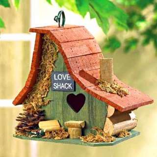 Brand New Adorable LOVE SHACK Cabin Wood BIRDHOUSE  