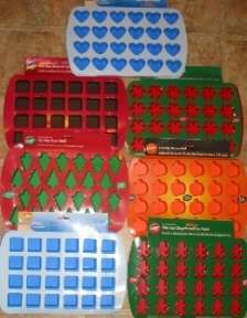 Wilton Silicone Bite Size 24 Cavity Mini Candy Mold Holiday Shapes 