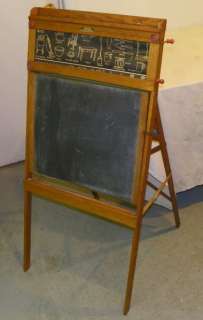 Childs Chalk Board Easel Slated Blackboard Antique  