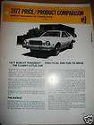 1977 MERCURY BOBCAT DEALER PRICE PRODUCT COMPARISON GUI