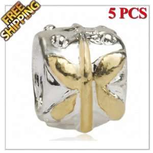  1 Buy  5PCS Silver and Gold Plated Alloy Charm Beads 
