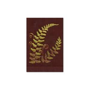  Anali Fern (Chocolate) Embroidered Linen Guest Towels Set 