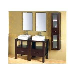   Bathroom Vanity Set W/ 2 Square Ceramic Vessel Sinks, 2 Mirrors & Wall