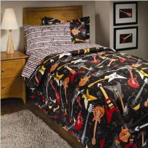   Rock Star Guitar Comforter Set (6 Piece Bed In A Bag)