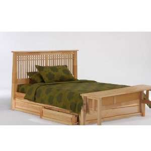   Bed w/ Natural Finish + 4 Drawer Set & Footboard Bench
