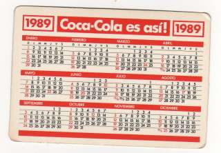 VINTAGE COCA COLA COKE POCKET CALENDAR 1989 ARGENTINA  
