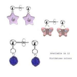  Girls Birthstone Earring Trio/ September Jewelry
