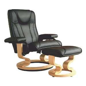  Black Leather Massage Chair & Ottoman with Controller 
