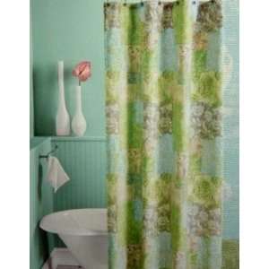   Shower Curtain Abstract Floral Light Blue Green G