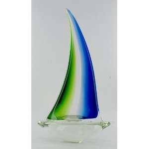  Glass Crystal Sailboat Boat Glass Figure Statue