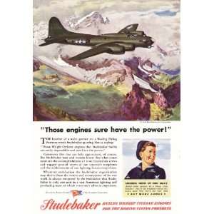 1944 WWII Ad Studebaker Boeing B 17 Flying Fortress Engines Sure Have 