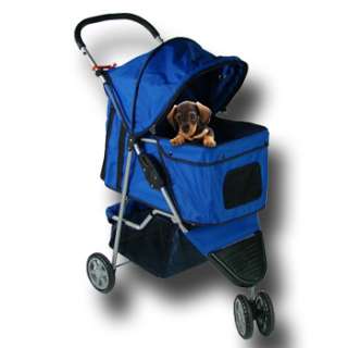   Blue Pet Dog Cat Travel Stroller Carrier 3 Wheel 812927015063  