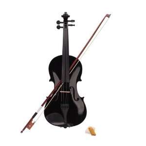  Black Acoustic Violin Case Bow Rosin Musical Instruments