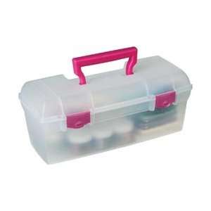   Box With Handle 5.625X6X13 Clear/Raspberry Handle; 2 Items/Order