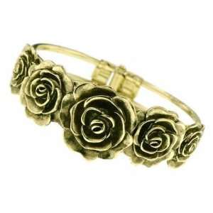  Vintage Brass Rose Cuff Bracelet 1928 Jewelry Jewelry