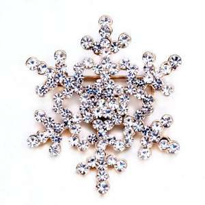  Christmas Brooches White Crystal Snowflake Golden Brooches 
