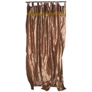  2 Metallic Brown Art Silk Sari Curtains Drapes Panels 