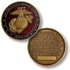 USMC MARINE CORPS JARHEAD RIFLE SLOGAN CHALLENGE COIN  