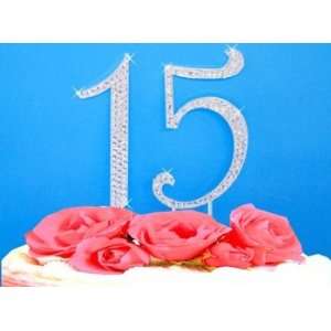 Birthday Quinceanera Anniversary Swarovski Crystal Covered Cake Topper 