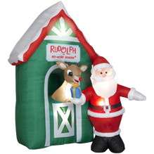 BRAND NEW IN BOX SANTA & RUDOLPH LIGHTED CHRISTMAS INFLATABLE
