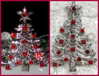 LOT 3~SILVER CHRISTMAS PEARL~CRYSTAL TREE PINS/BROOCHES  