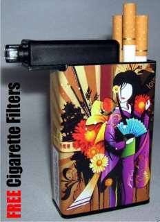 Cigarette Case Geisha Girl Lighter Compartment  