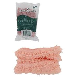    200 Packs of peach 4 yard ruffled edge lace in bag 