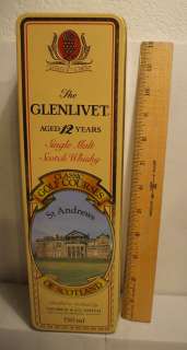 Collectible Bottle Tin   750ml Glenlivet Scotch Whisky   St Andrews 